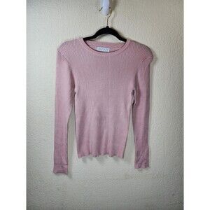 NWT Primark Pink Ribbed Knit Long Sleeve Top Sustainable Viscose Small US 6-8